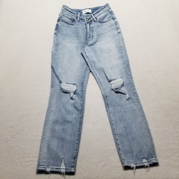 BKE Buckle Jeans Women's 24x28 Ellie High Rise Mom Jean Blue Distressed - Picture 1 of 9